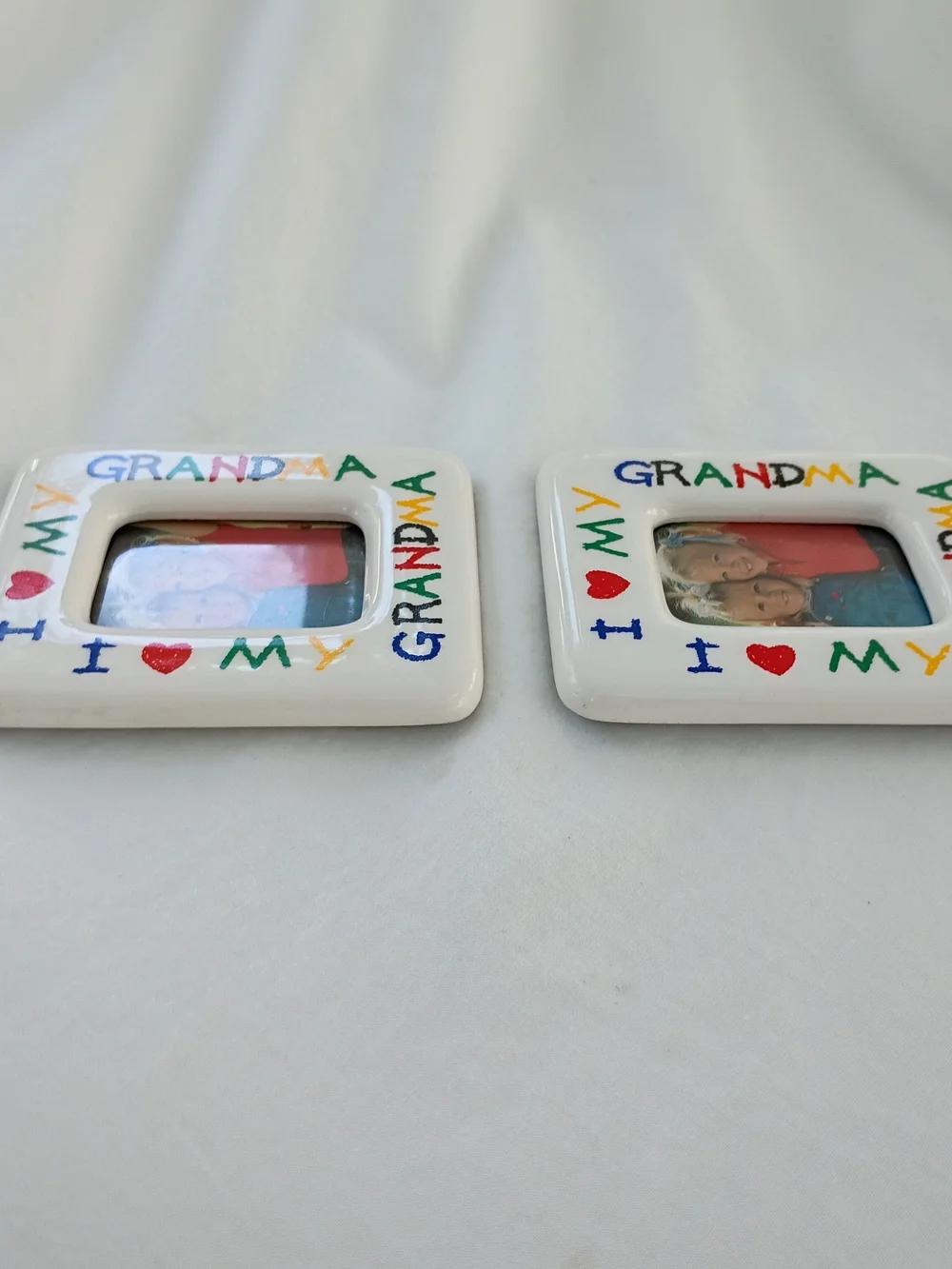 Love My Grandma Mini Ceramic Picture Frame Hand Painted Keepsake Gift Magnet x 2